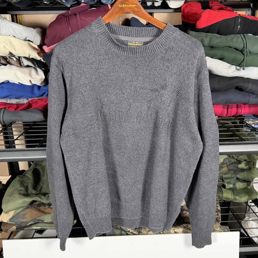 Woolrich Mens Pullover Sweater‎ Charcoal Knit Crew Neck Long Sleeve Size L